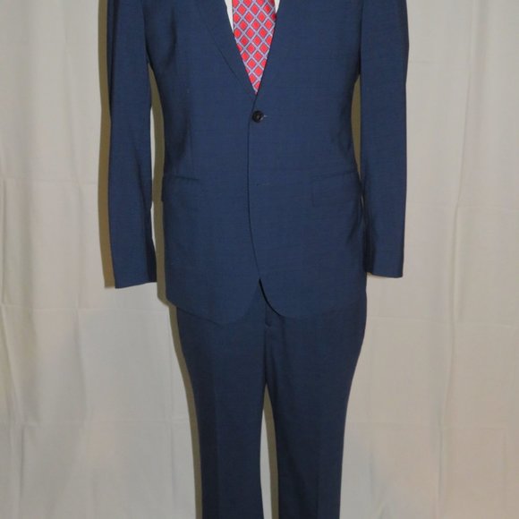 Trunk Club Custom Sample Blue Plaid Flat Front Two Button Suit 38S - Picture 2 of 14